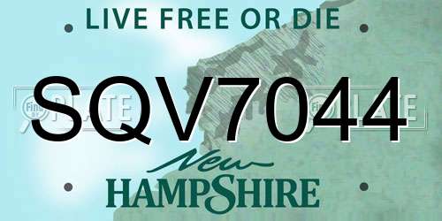 SQV7044 New Hampshire License Plate