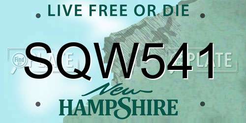 SQW541 New Hampshire License Plate