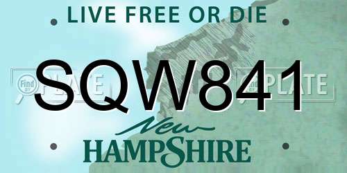 SQW841 New Hampshire License Plate