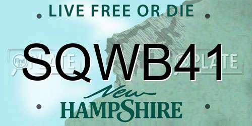 SQWB41 New Hampshire License Plate