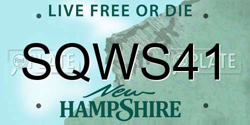 SQWS41 New Hampshire License Plate