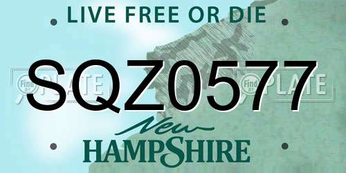 SQZ0577 New Hampshire License Plate