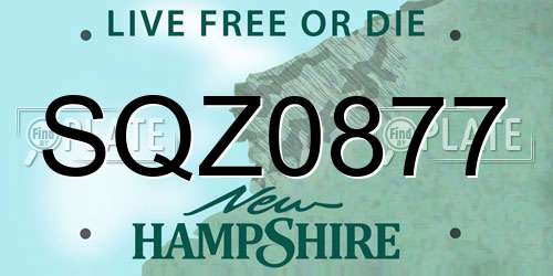 SQZ0877 New Hampshire License Plate