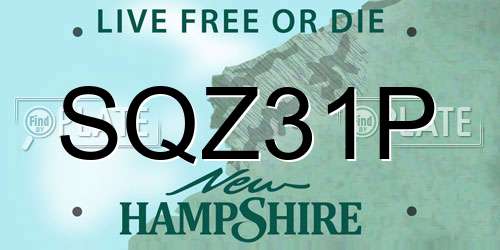 SQZ31P New Hampshire License Plate