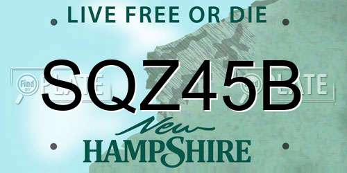 SQZ45B New Hampshire License Plate