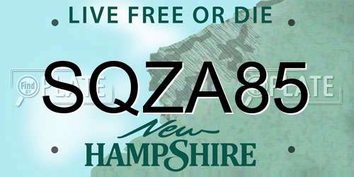 SQZA85 New Hampshire License Plate
