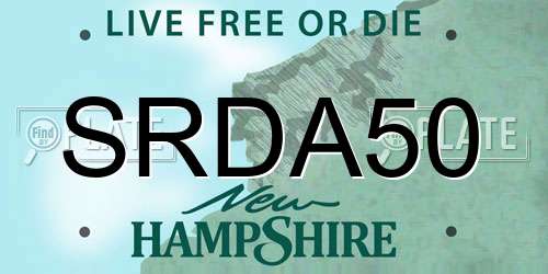 SRDA50 New Hampshire License Plate