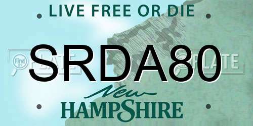 SRDA80 New Hampshire License Plate