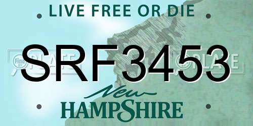 SRF3453 New Hampshire License Plate
