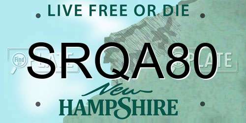 SRQA80 New Hampshire License Plate