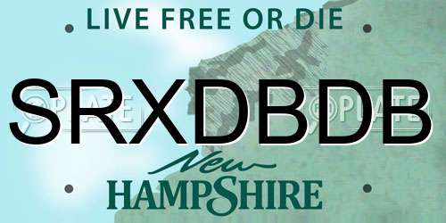 SRXDBDB New Hampshire License Plate
