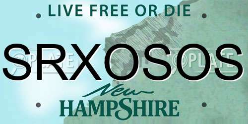 SRXOSOS New Hampshire License Plate