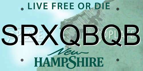 SRXQBQB New Hampshire License Plate