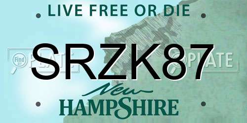 SRZK87 New Hampshire License Plate