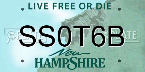 SS0T6B New Hampshire License Plate