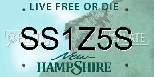 SS1Z5S New Hampshire License Plate