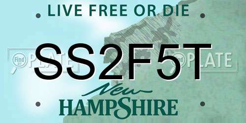 SS2F5T New Hampshire License Plate