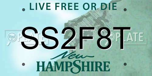 SS2F8T New Hampshire License Plate