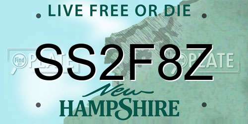 SS2F8Z New Hampshire License Plate