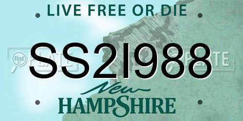 SS2I988 New Hampshire License Plate