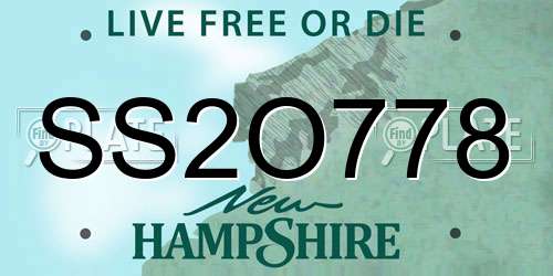SS2O778 New Hampshire License Plate