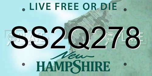 SS2Q278 New Hampshire License Plate