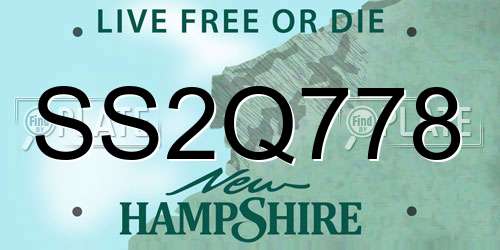 SS2Q778 New Hampshire License Plate