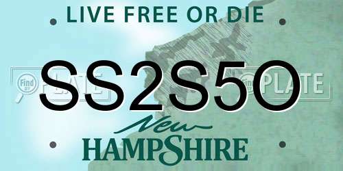 SS2S5O New Hampshire License Plate