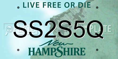 SS2S5Q New Hampshire License Plate