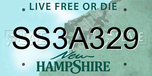 SS3A329 New Hampshire License Plate