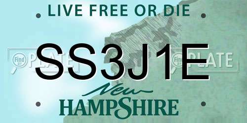 SS3J1E New Hampshire License Plate