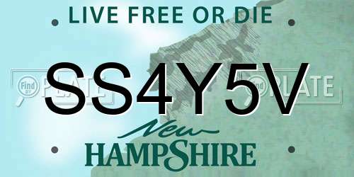 SS4Y5V New Hampshire License Plate