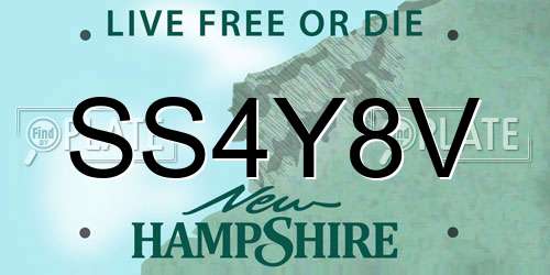 SS4Y8V New Hampshire License Plate