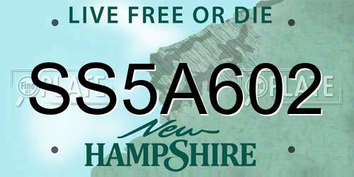 SS5A602 New Hampshire License Plate