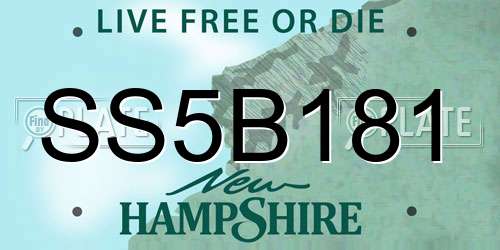 SS5B181 New Hampshire License Plate
