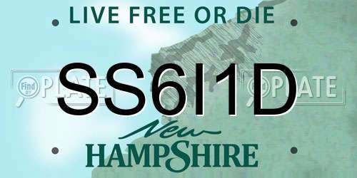 SS6I1D New Hampshire License Plate