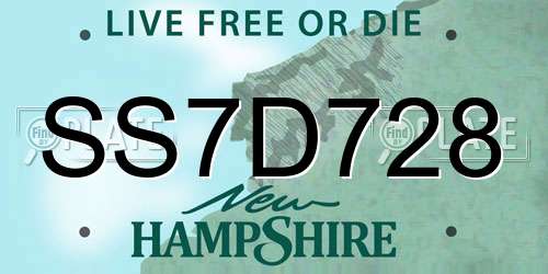 SS7D728 New Hampshire License Plate