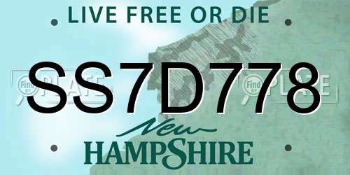 SS7D778 New Hampshire License Plate
