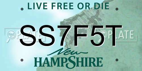 SS7F5T New Hampshire License Plate