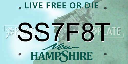 SS7F8T New Hampshire License Plate