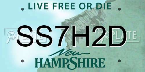 SS7H2D New Hampshire License Plate