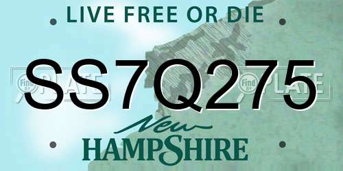 SS7Q275 New Hampshire License Plate