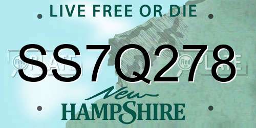 SS7Q278 New Hampshire License Plate