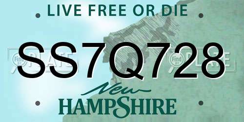 SS7Q728 New Hampshire License Plate