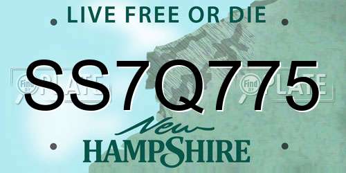 SS7Q775 New Hampshire License Plate