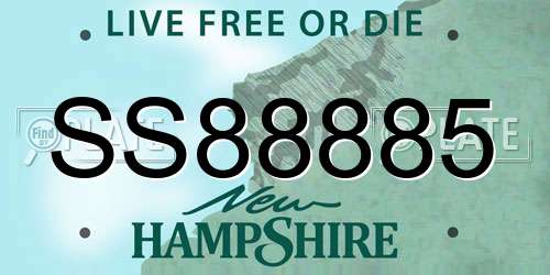 SS88885 New Hampshire License Plate