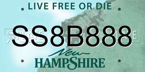 SS8B888 New Hampshire License Plate