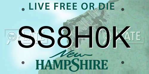 SS8H0K New Hampshire License Plate