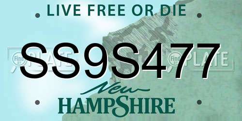 SS9S477 New Hampshire License Plate
