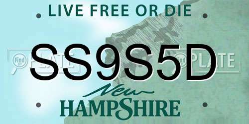 SS9S5D New Hampshire License Plate
